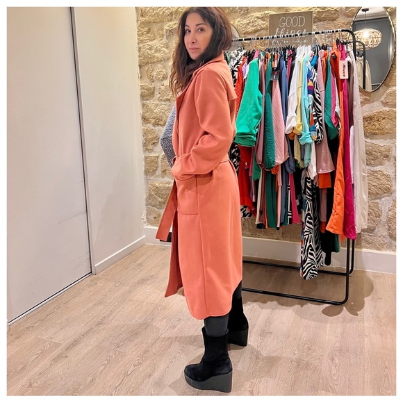 12 Made in France Beautiful Wrap Belted Coat - Picture 3 of 3